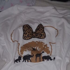 Disney White and Brown Animal Print Kids Tee